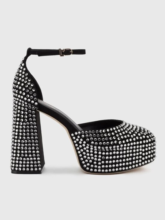 Larroude Shoes - NEW Larroudé Ari Crystal Platform Pumps in Black Silver Size 9